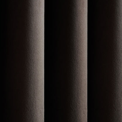 Catherine Lansfield Super Blackout Matt Velour Eyelet Curtains Two Panels Chocolate