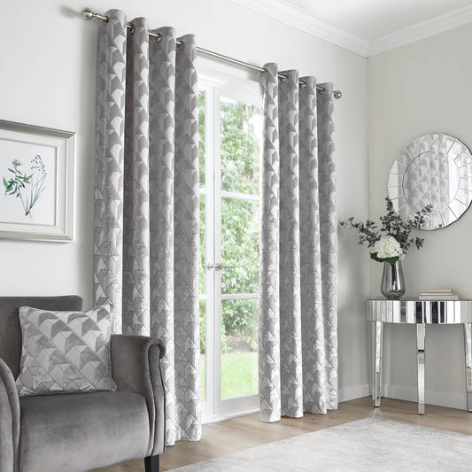 Quentin Silver Eyelet Curtains