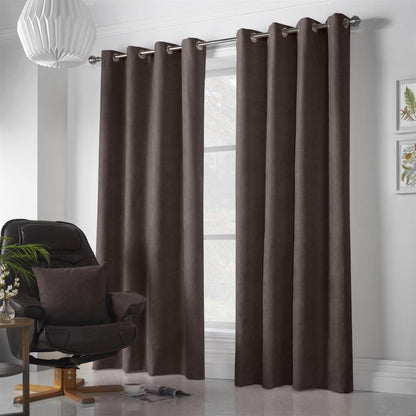 Velvet Chenille Chocolate Eyelet Curtains