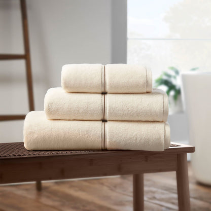 Zero Twist Satin Stitch Cream Hand Towel - 50x85 cm