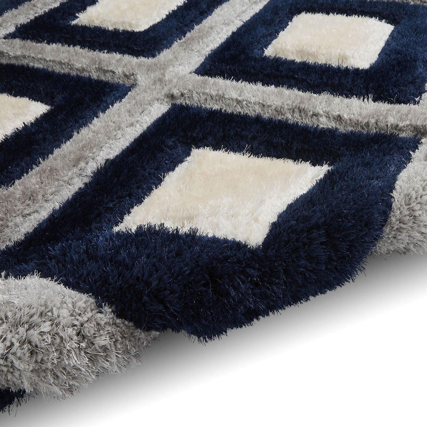 Olympia GR224 Grey/Navy Shaggy Rug