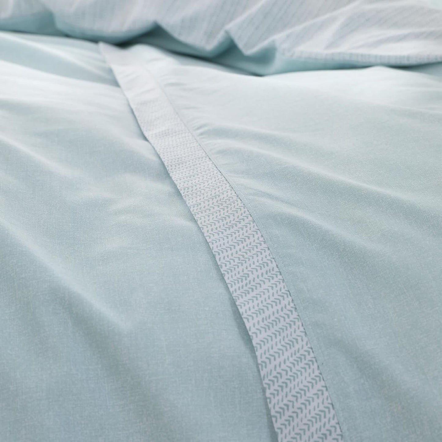 Oslo Textured Trim Duck egg Blue Duvet Cover Set