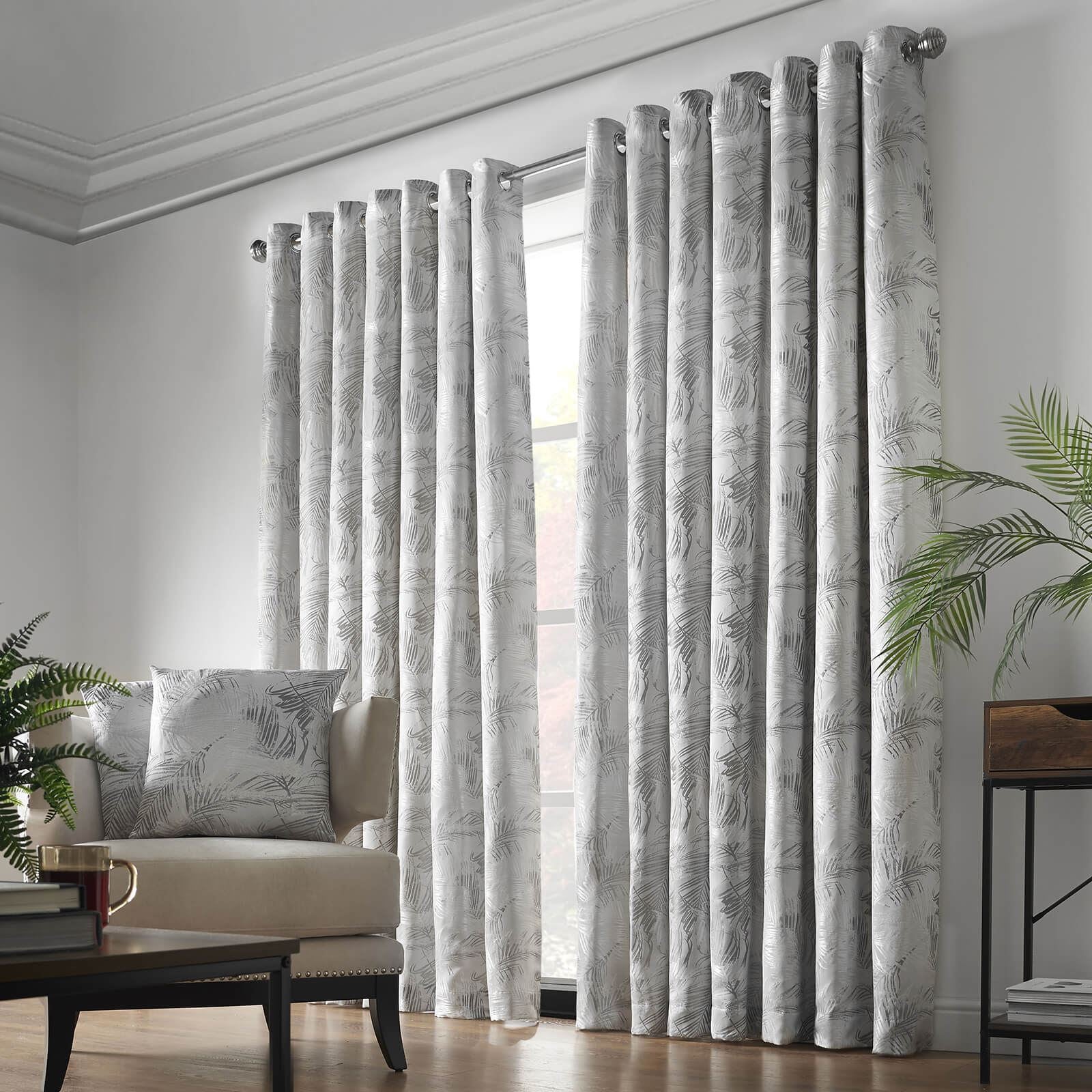 Fiji Silver Eyelet Curtains