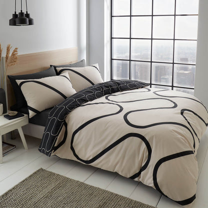 Linear Curve Black Duvet Set