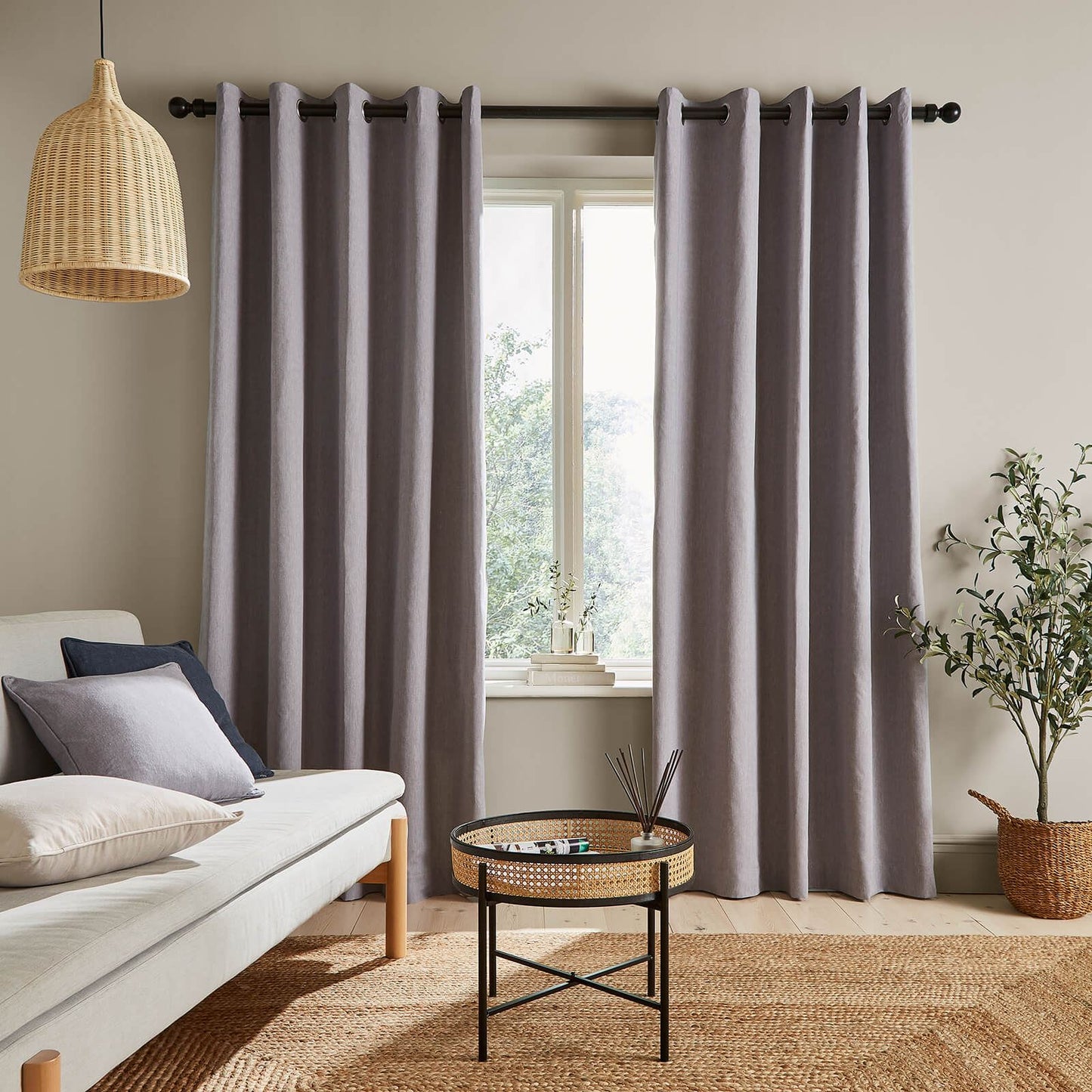 Yarn Dyed Chambray Grey Eyelet Curtains