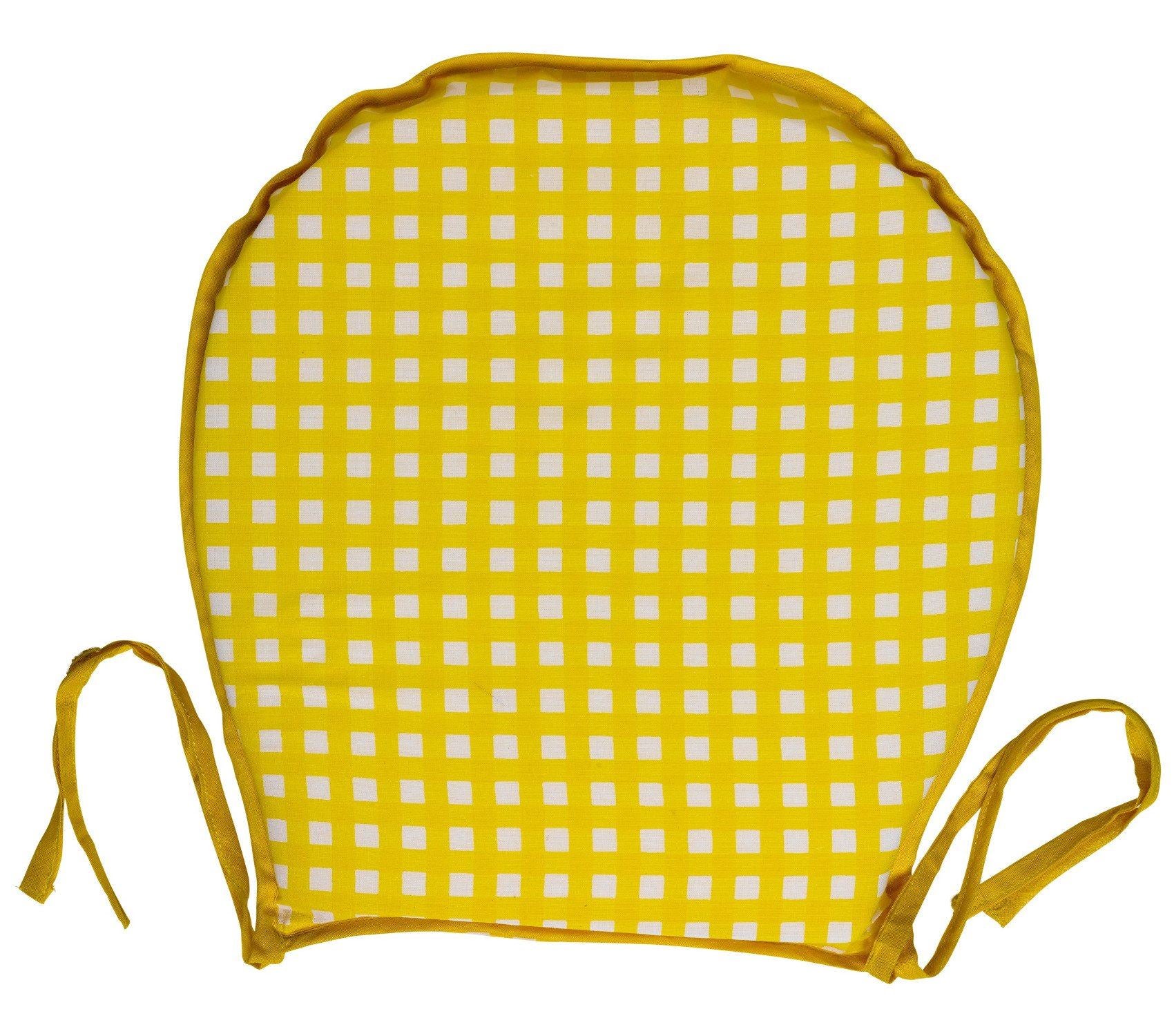 Gingham Round Yellow Seat Pad