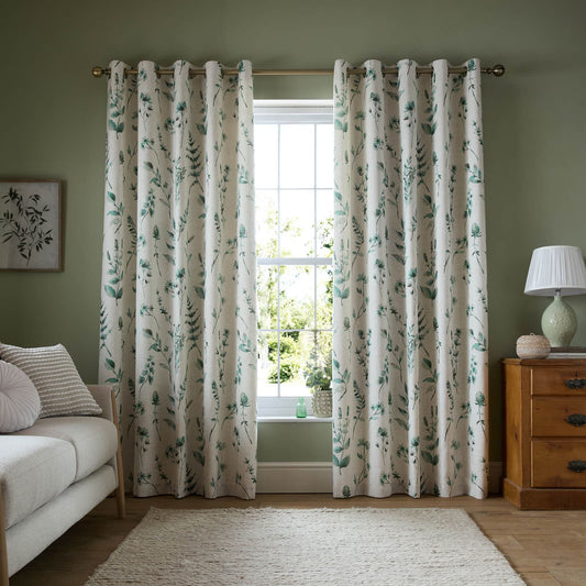 catherine-lansfield-watercolour-leaves-lined-eyelet-curtains-two-panels-natural-green