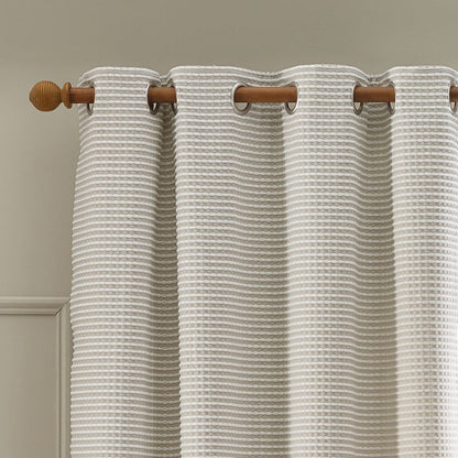Catherine Lansfield Stab Stitch Natural Curtains Two Panels