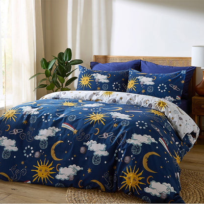 Their Nibs Disco Space Navy Blue Duvet Cover Set