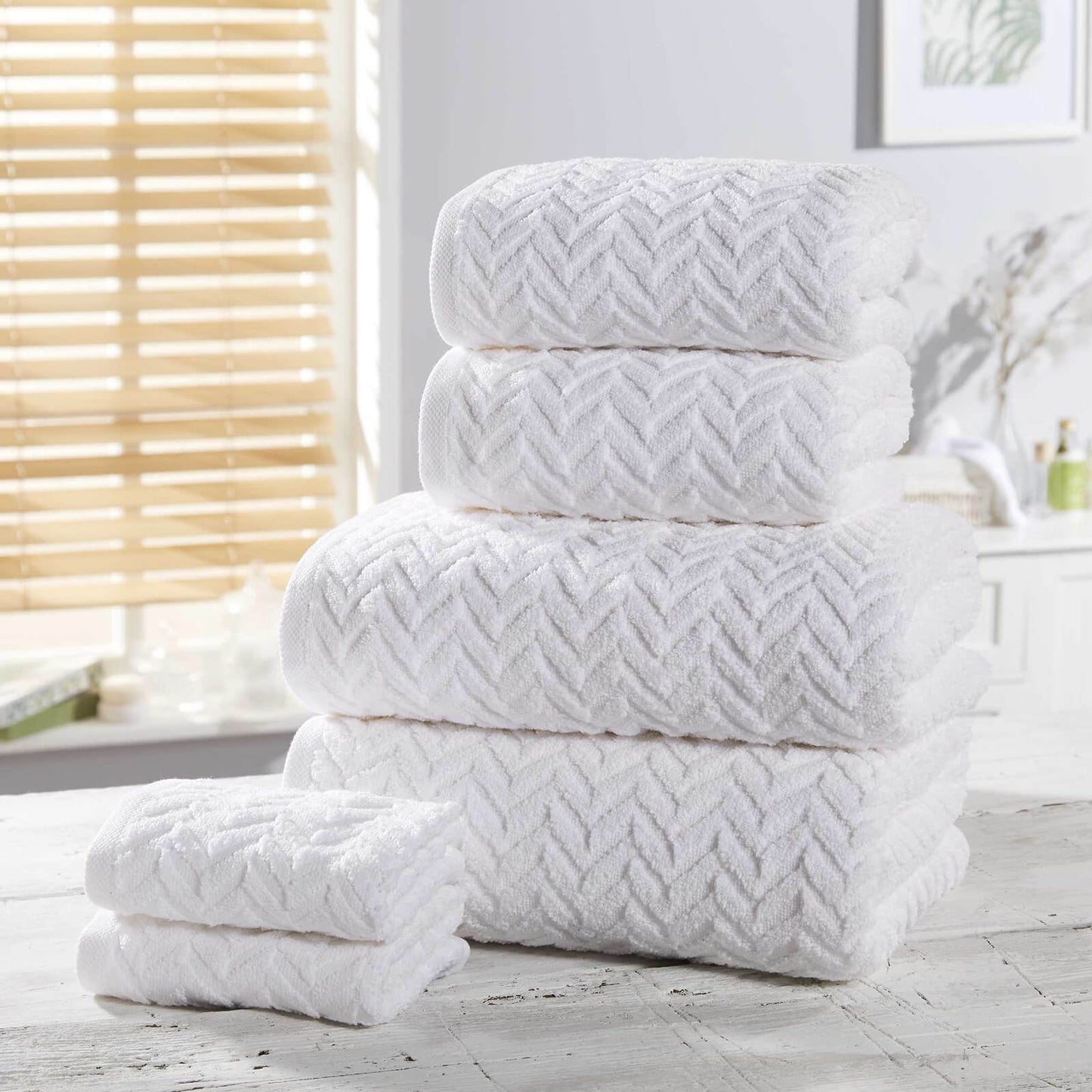 Herringbone White Bath Towel