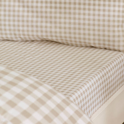 Catherine Lansfield Bamford Gingham Check Natural Fitted Sheet