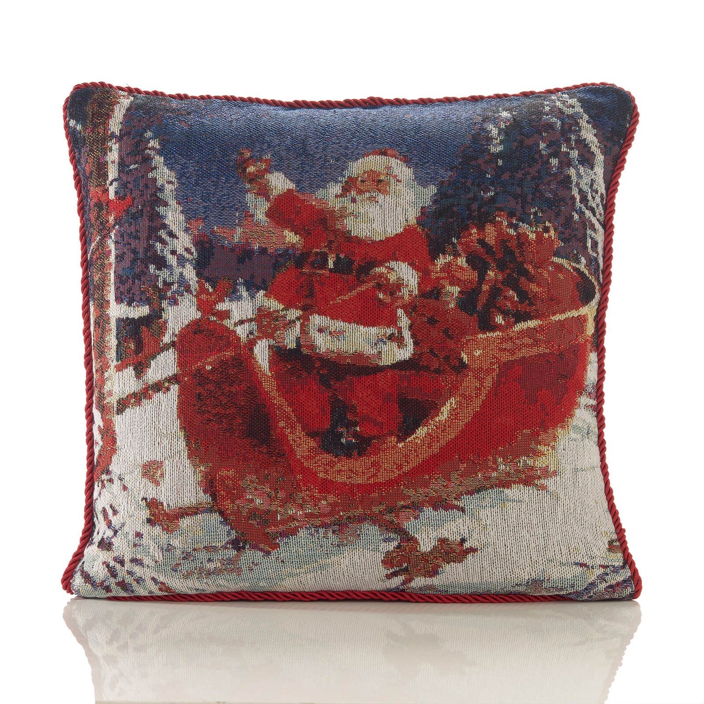 Sleigh Christmas Santa Claus Multi Red Cushion Cover