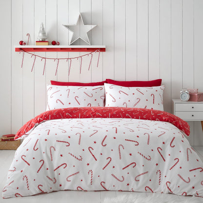 Christmas Candy Cane White Duvet Set