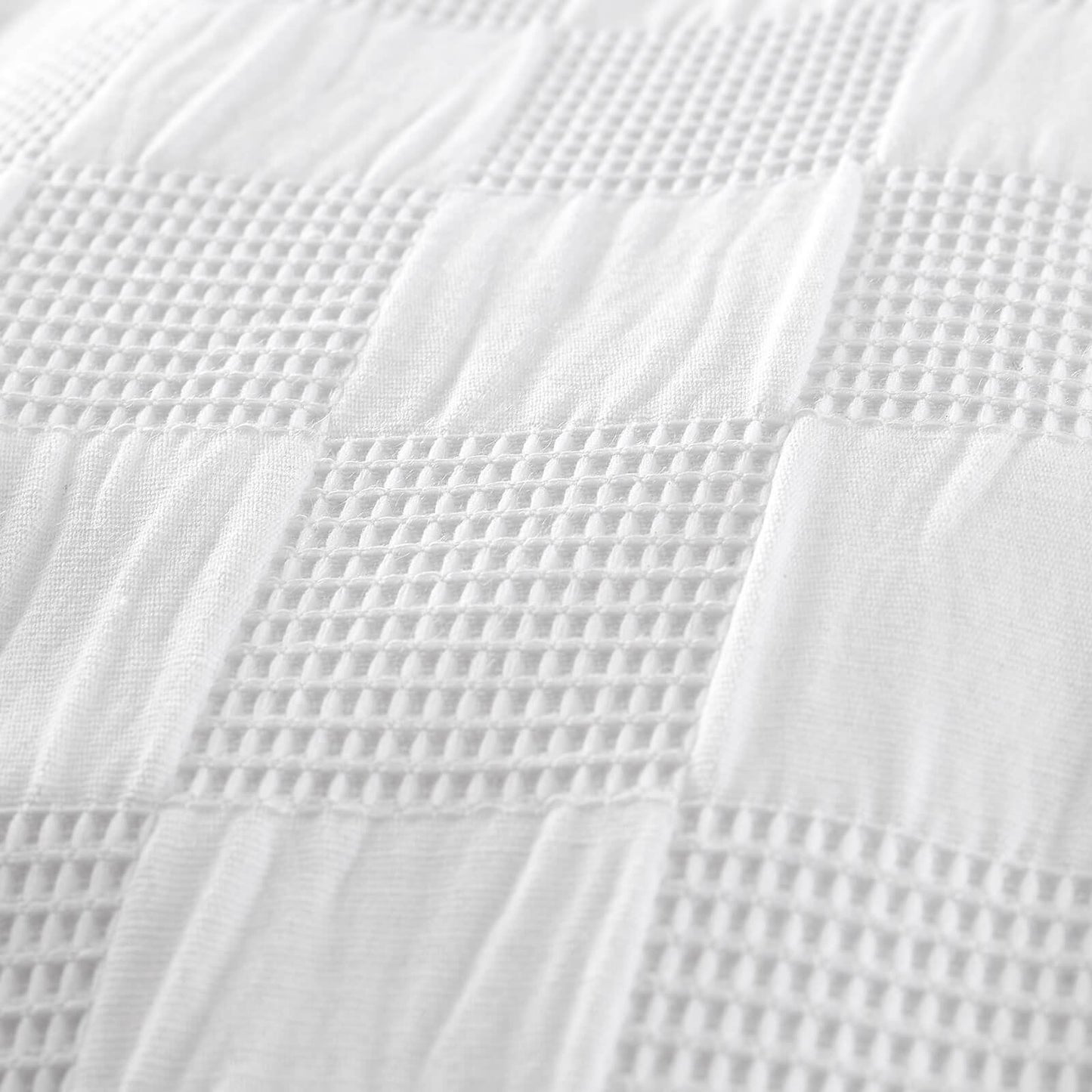 Waffle Checkerboard White Duvet Cover Set