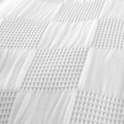 Waffle Checkerboard White Duvet Cover Set