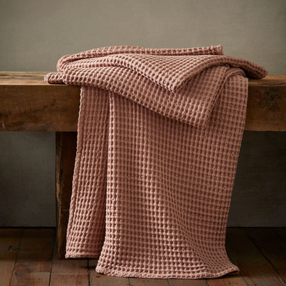 Pineapple Elephant Jaipur Chunky Waffle Pink Blanket Throw - 150x200cm