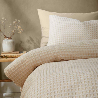 Muscat Waffle Natural Duvet Cover Set