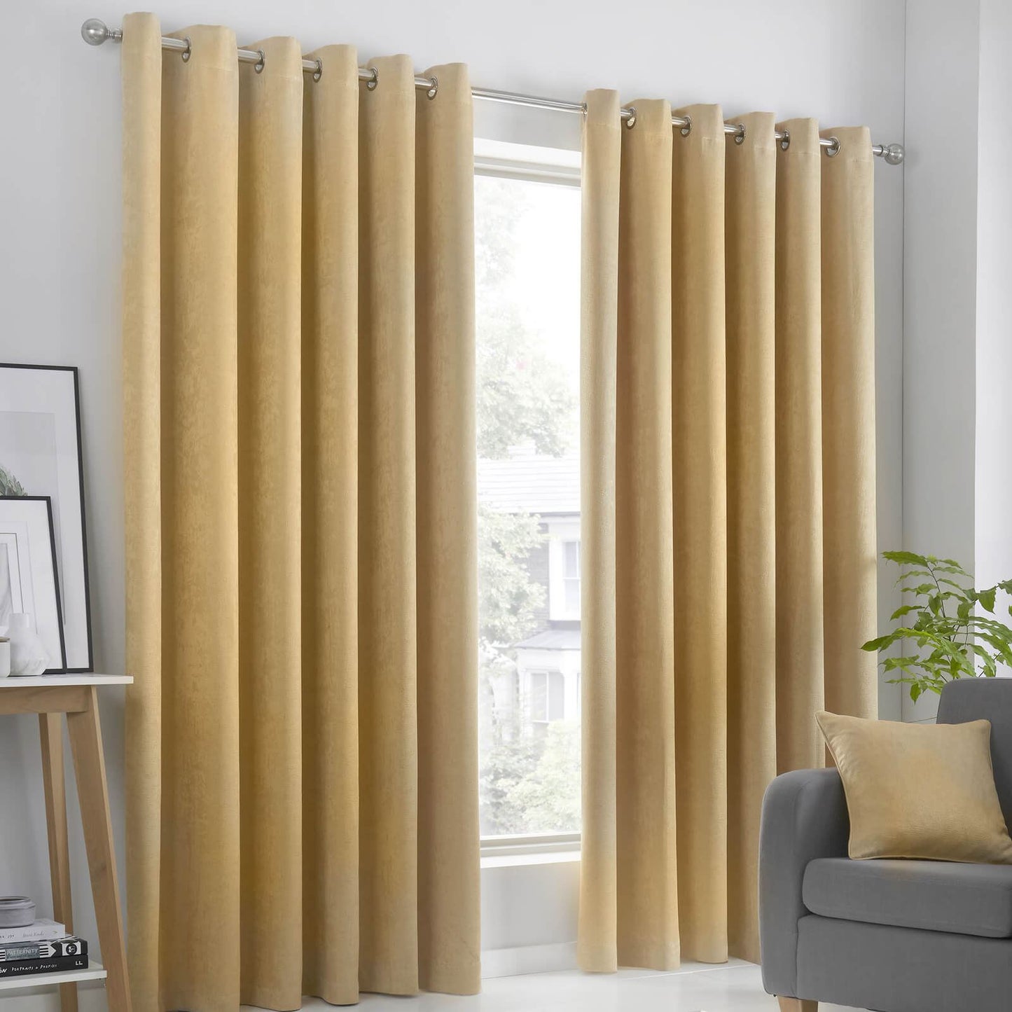 Strata Ochre Eyelet Curtains