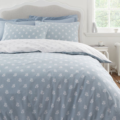 Bianca Esme Floral White / Blue Duvet Cover Set
