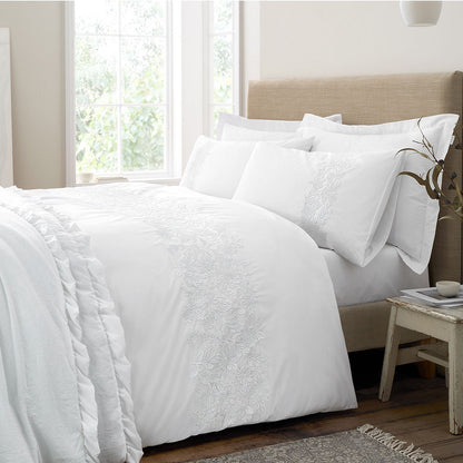 Bianca Embroidery Floral White Duvet Cover Set