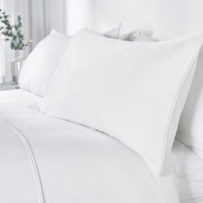 Catherine Lansfield Pom Pom Cotton Bedding Duvet Cover Set White