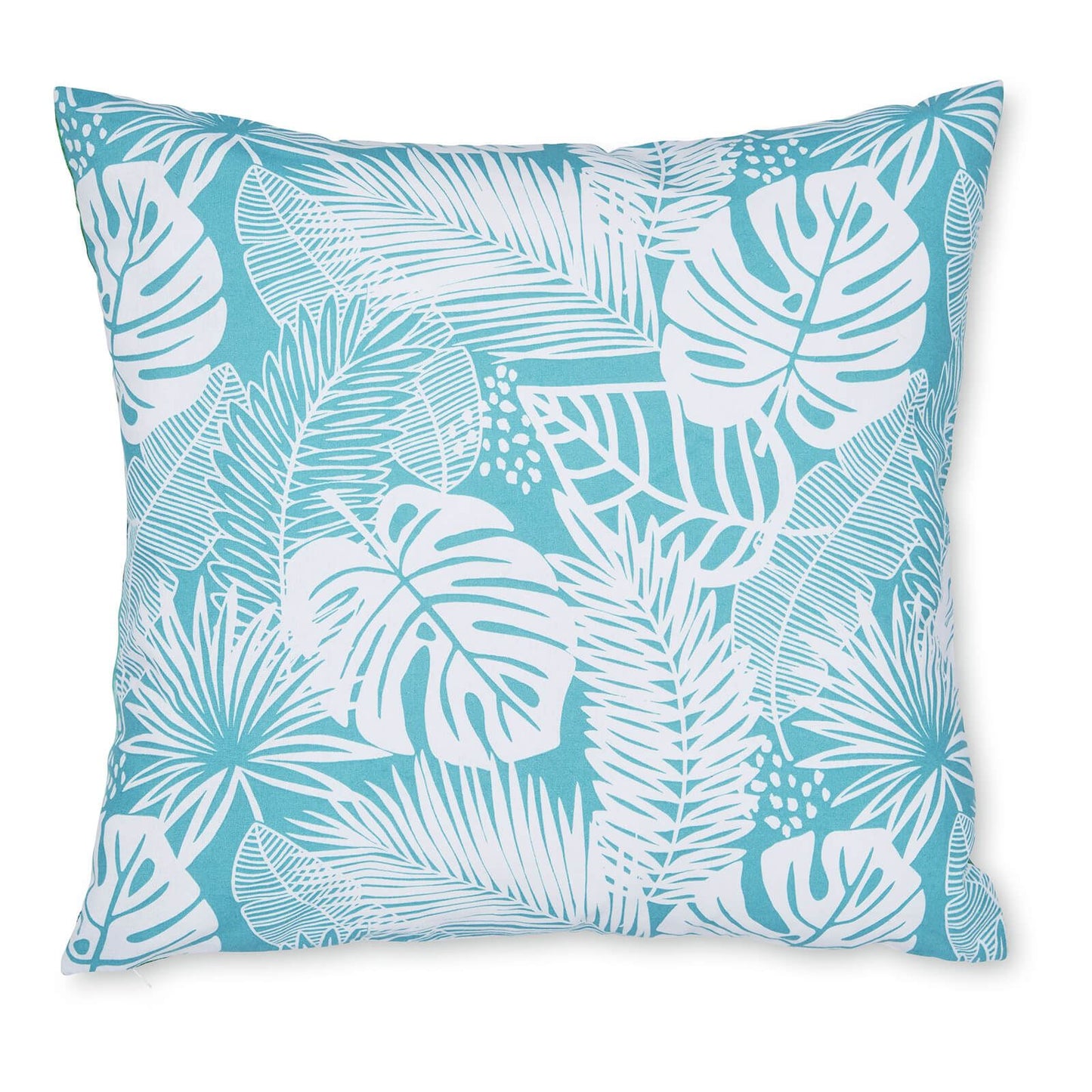 Tropical Leaves Teal Filled Cushion