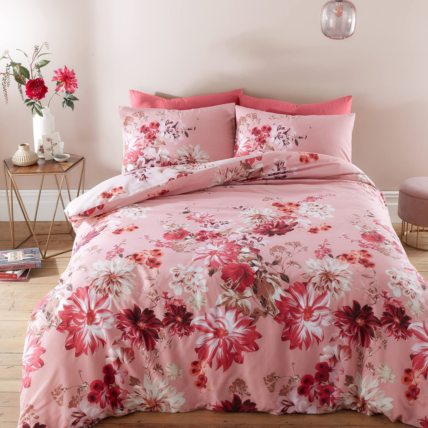 Briony Floral Garden Pink Duvet Set