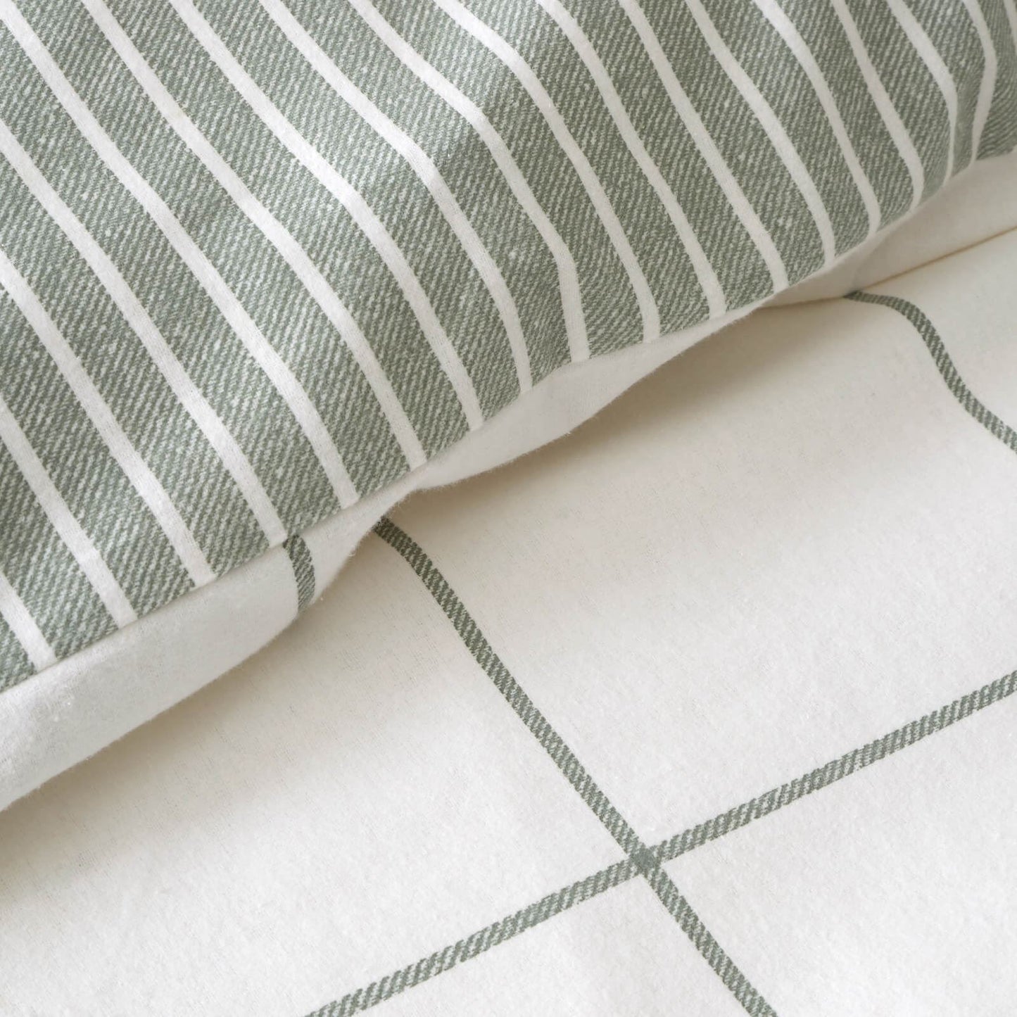 Bianca Fine Linens Regal Checked Reversible Cotton Bedding Duvet Cover Set Green