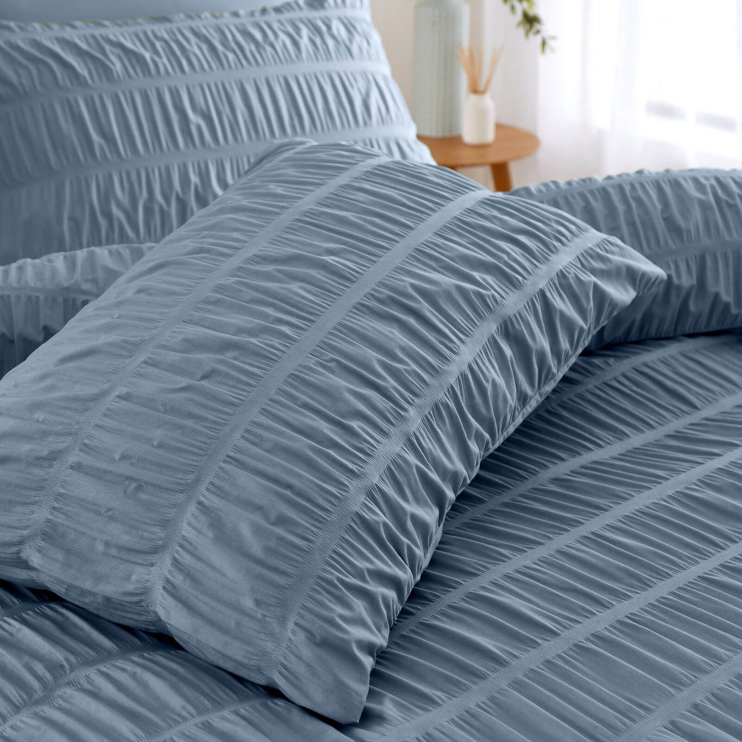 Seersucker Lansfield Blue Duvet Cover Set