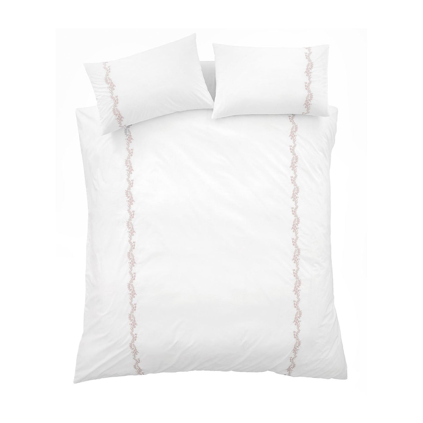Bianca Camille Embroidered Floral White / Pink Duvet Cover Set