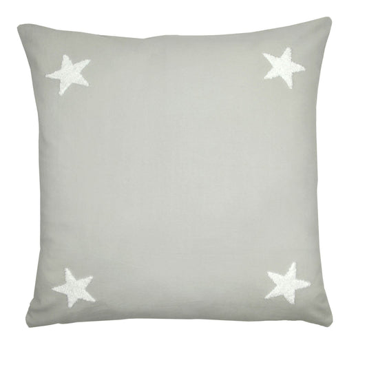 Tufted Star Silver/White Filled Cushion
