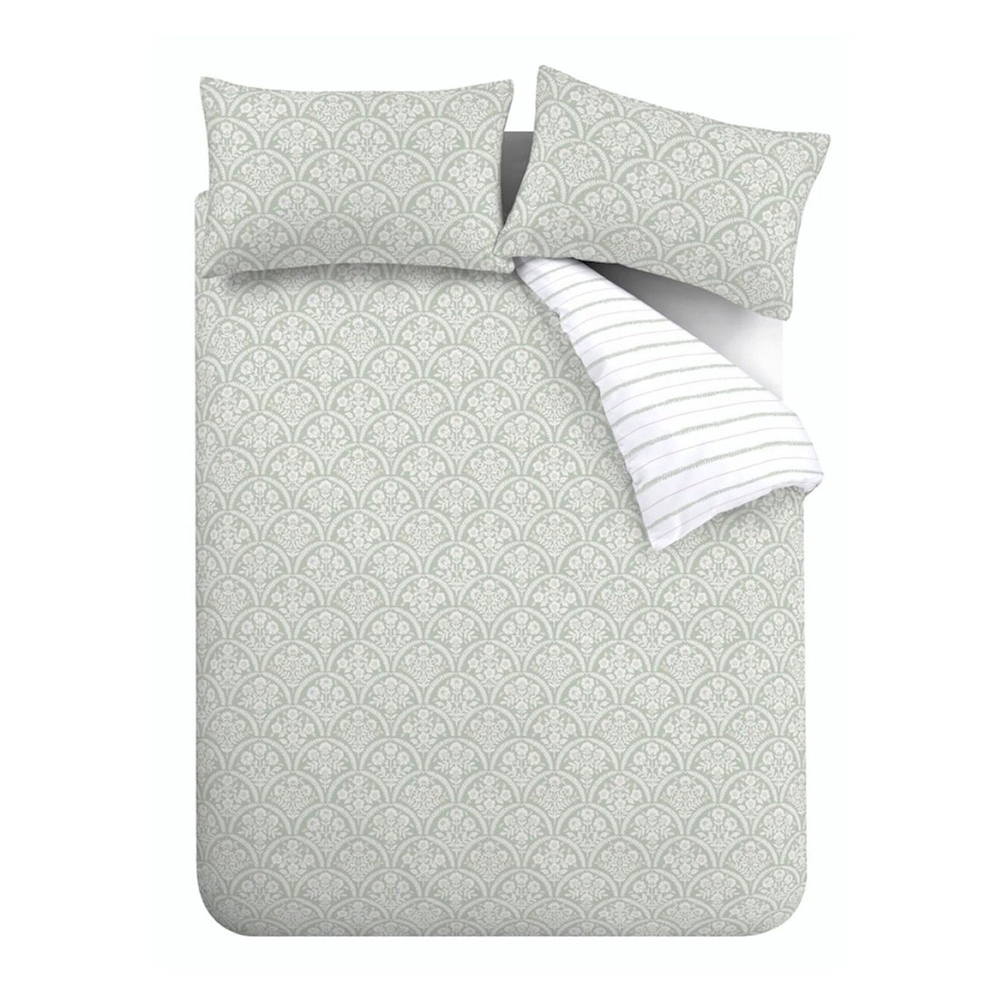 Scallop Floral Green Duvet Cover Set