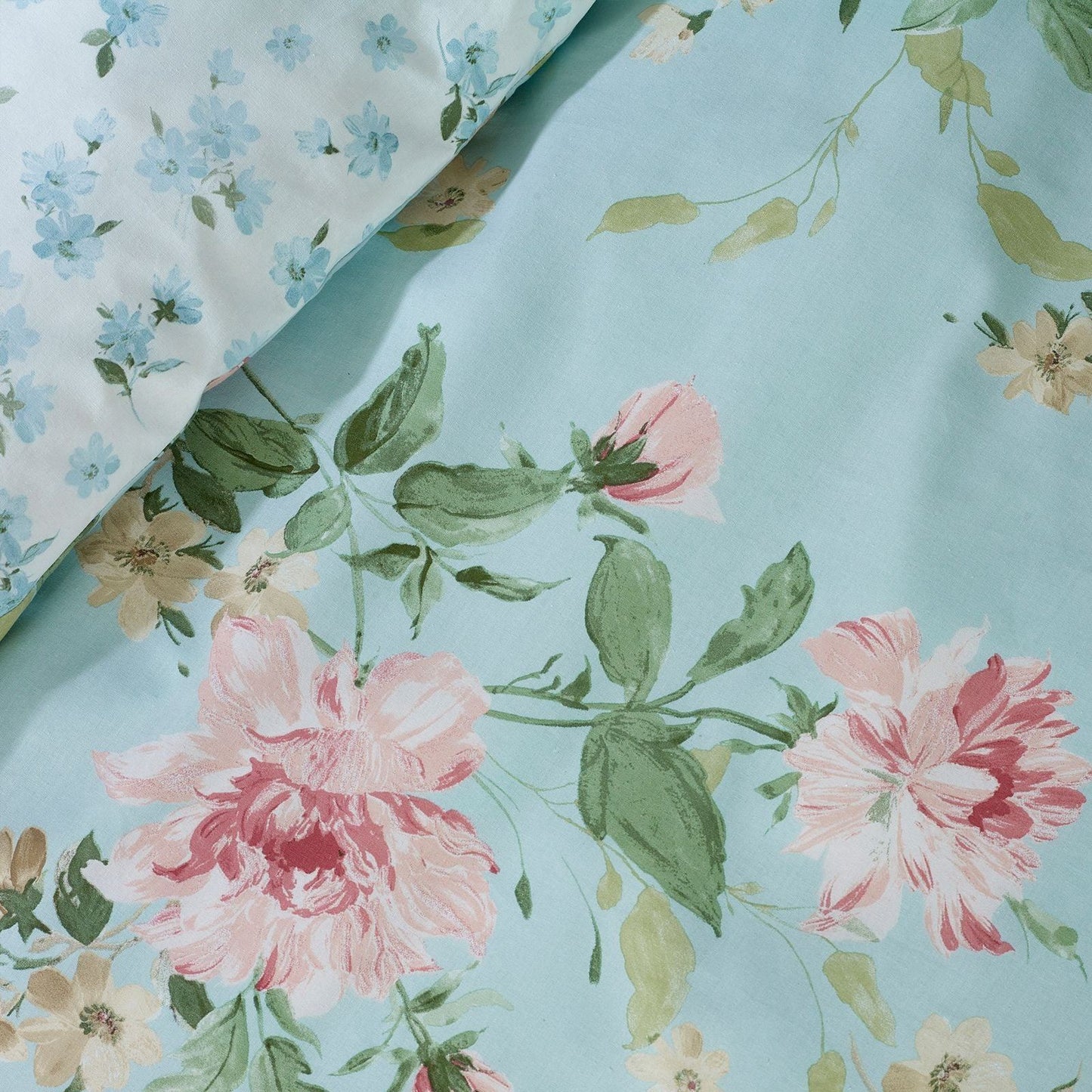 Catherine Lansfield Avebury Floral Duck Egg Blue Duvet Cover Set
