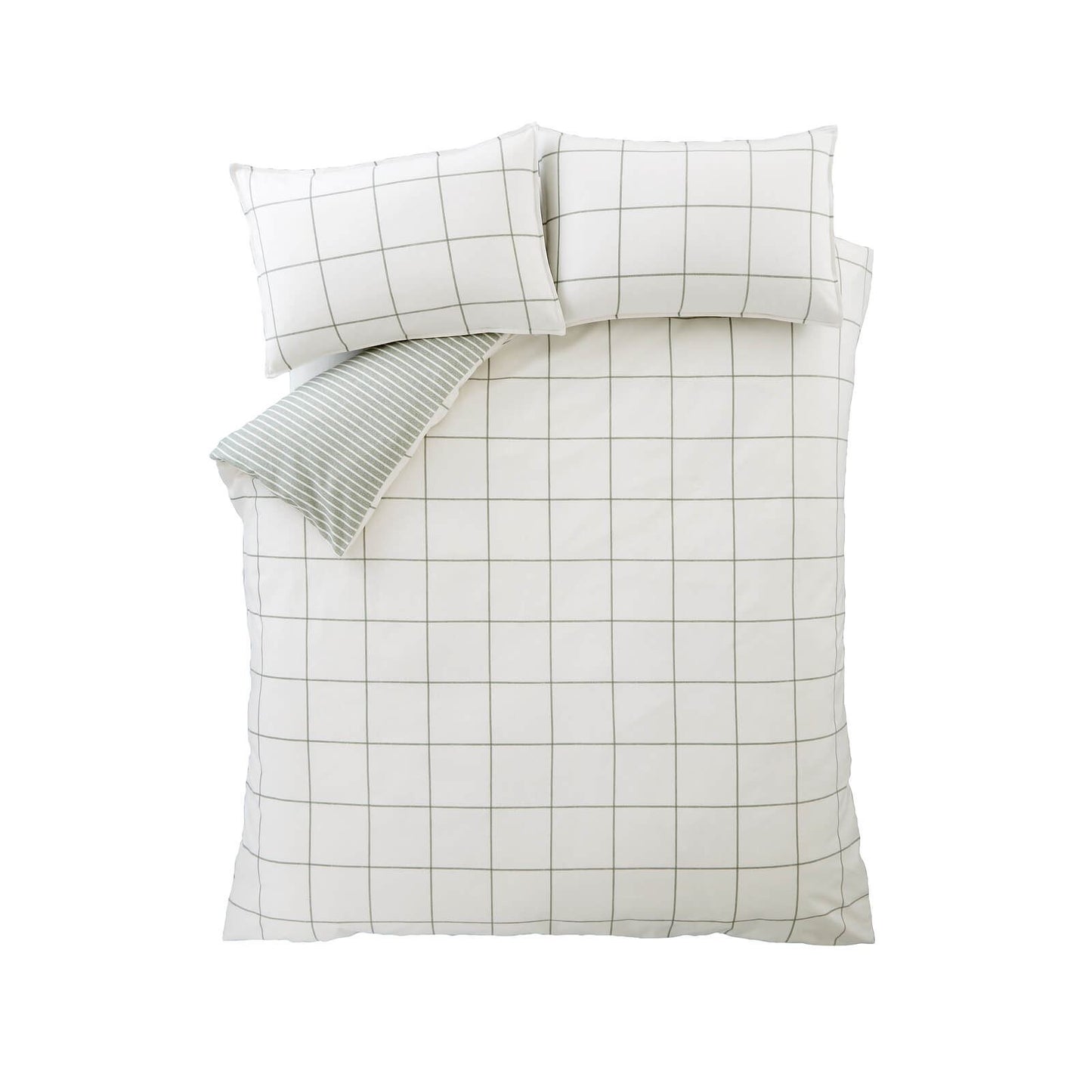 Bianca Fine Linens Regal Checked Reversible Cotton Bedding Duvet Cover Set Green