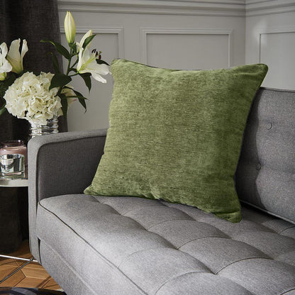 Selene Luxury Chenille  Olive Green Cushion - Filled