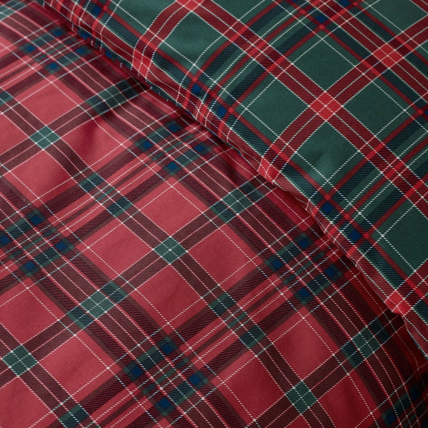 Catherine Lansfield Tartan Checked Reversible Bedding Duvet Cover Set Red / Green