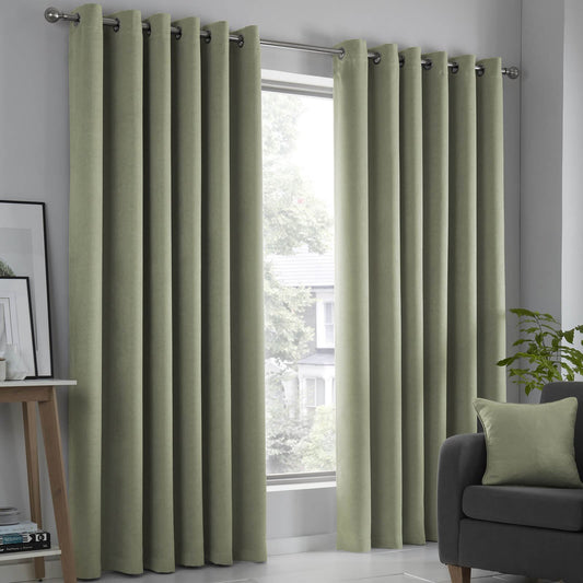 Strata Green Eyelet Curtains