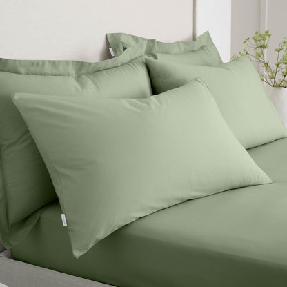 200 Thread Count Cotton Percale Sage Green Pillow case Pair with envelope closure