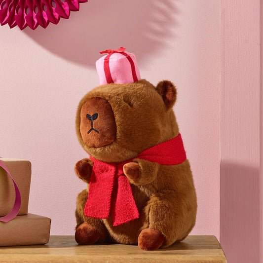 catherine-lansfield-christmas-capybara-3d-shaped-cushion-pink