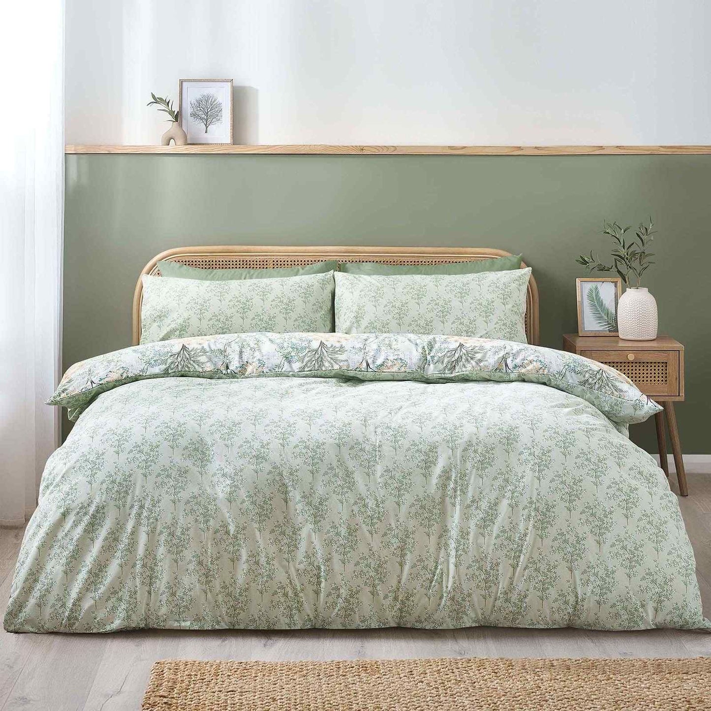 Forest Blossom Green Duvet Cover Set