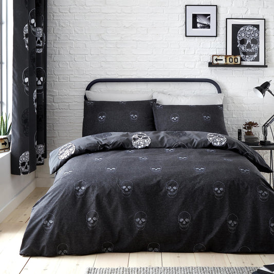 Skulls Grey Duvet Set