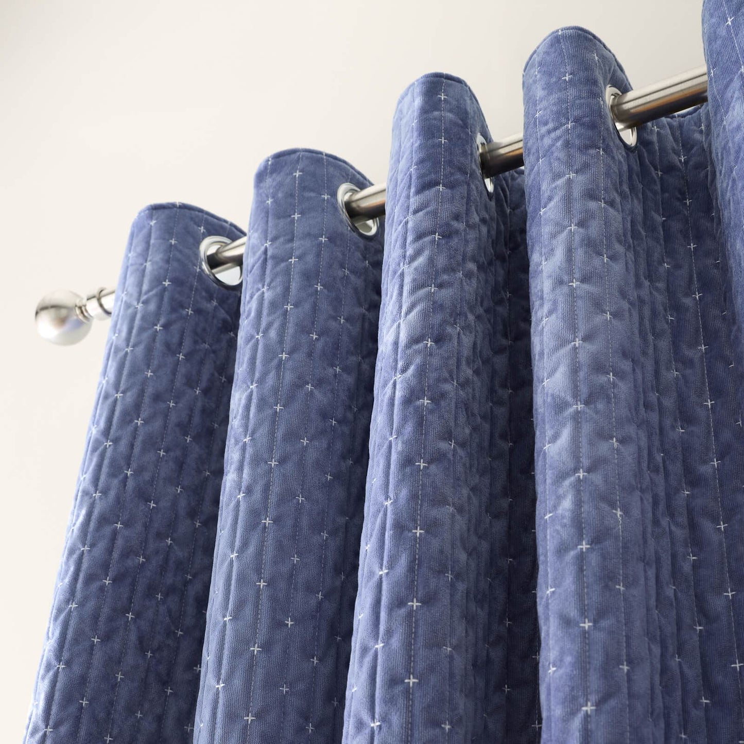 Bianca Fine Linens Attica Velvet Blackout Eyelet Curtains Two Panels Blue
