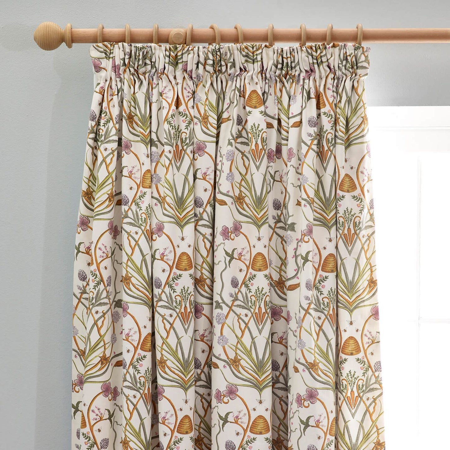 Potagerie Floral Cream Pencil Pleat Curtains