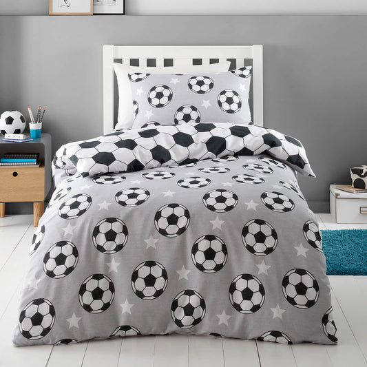 Brushed Football Stars Grey Duvet Cover Set