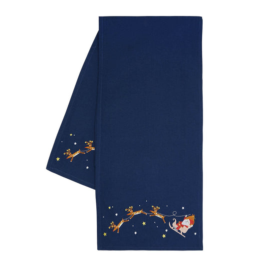 Santa's Christmas Wonderland Navy Table Runner