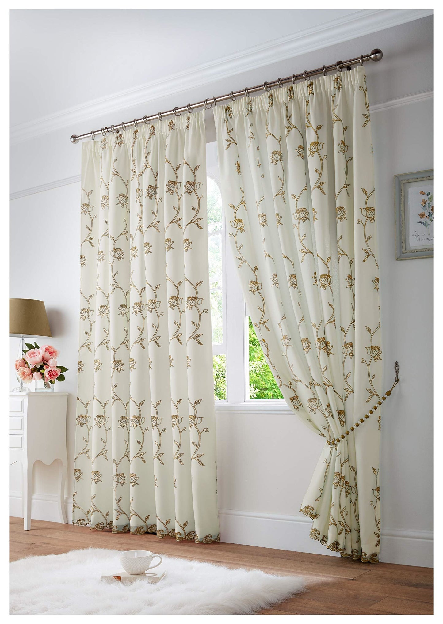 Exeter Latte Pencil Pleat Curtains