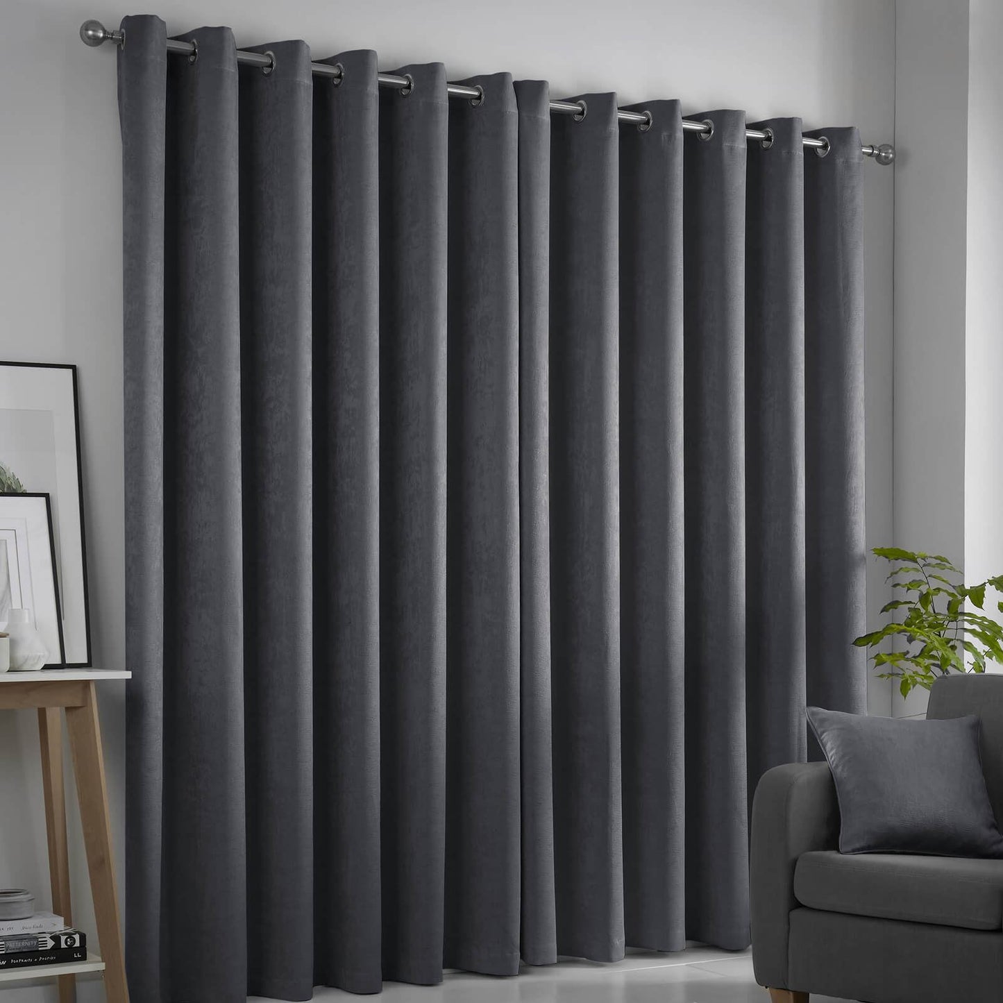 Strata Charcoal Eyelet Curtains