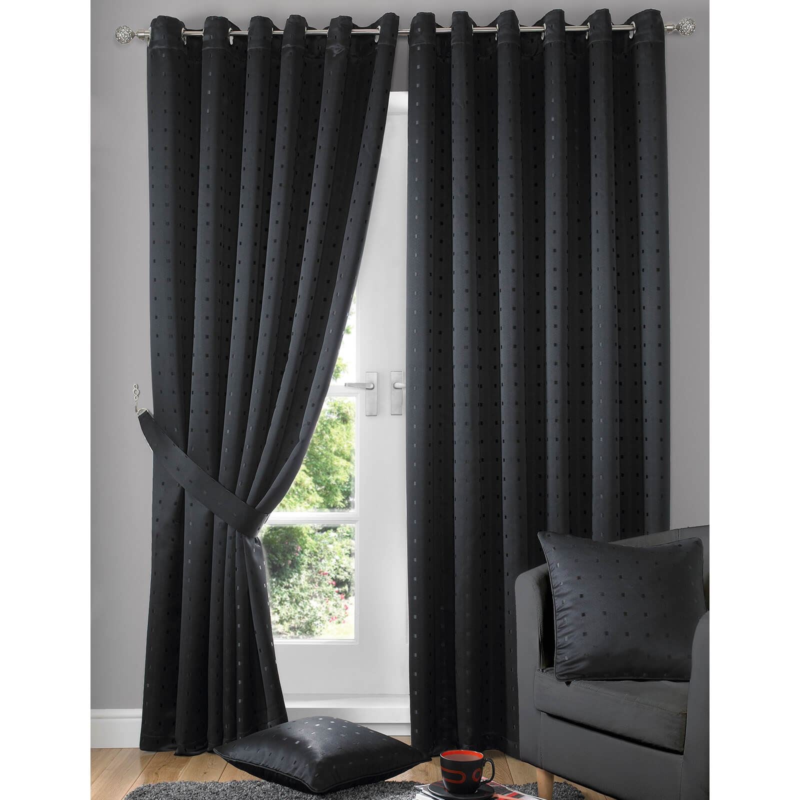 Madison Black Eyelet Curtains