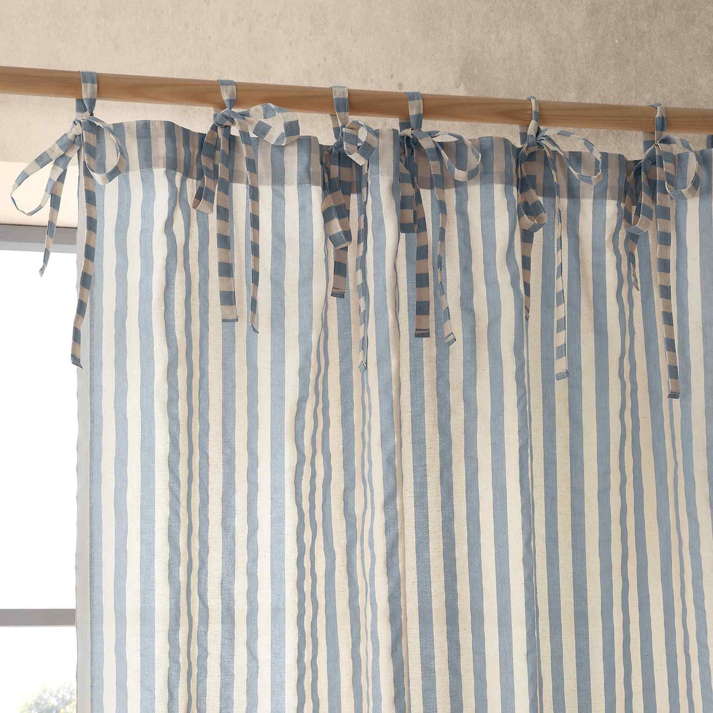 Zanzibar Yarn Dyed Stripe Blue Curtain Panel