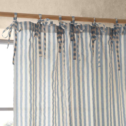 Zanzibar Yarn Dyed Stripe Blue Curtain Panel
